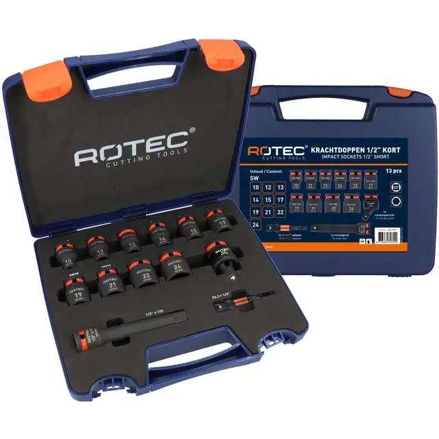 Rotec Krachtdoppenset - 6-Kant 1/2" - 13-delig Snelle Levering