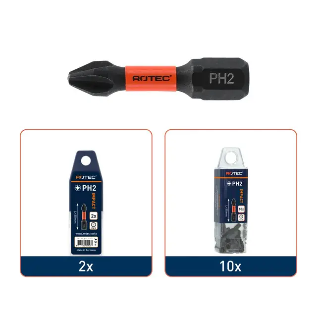 Rotec IMPACT Schroefbit C6.3 - Ph1 x 30 mm - 10 stuks Lage Prijs
