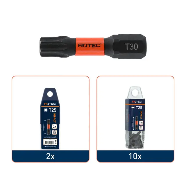 Betaalbaar Rotec IMPACT Schroefbit C6.3 - Tx20 x 30 mm - 10 stuks
