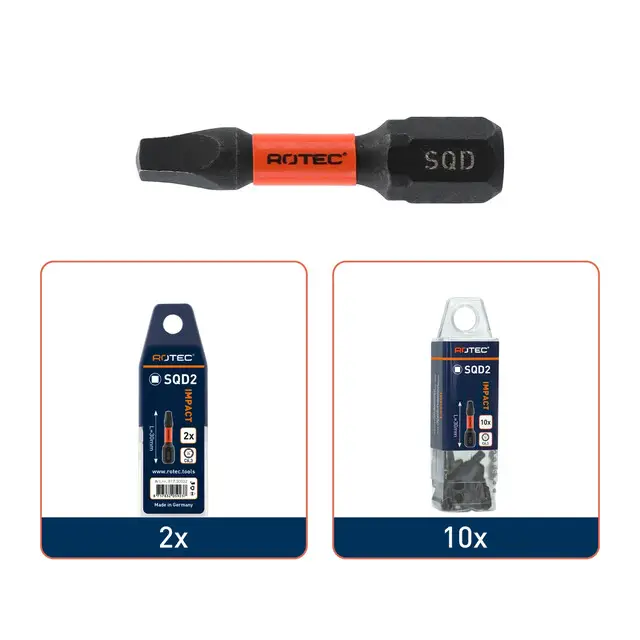 Gratis Verzending Rotec IMPACT Schroefbit C6.3 - SQD1 x 30 mm - 2 stuks