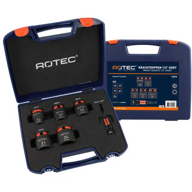 Koopje Rotec Krachtdoppenset - Zeskant 1/2" - 6-delig