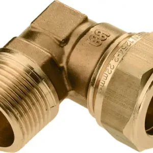 Bonfix knelkoppeling - knie - buitendraad - 3/8“ x 12mm - Messing Populair