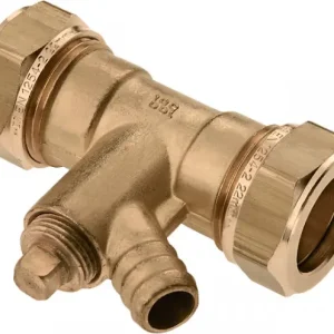 Trendy Bonfix knelkoppeling - Rechte koppeling met aftapgelegenheid - 15mm x 15mm - Messing