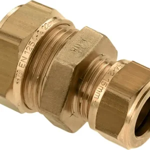 Beperkt Aanbod Bonfix knelkoppeling - Rechte verloopkoppeling - 22mm x 18mm - Messing