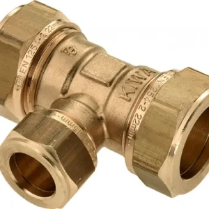 Bonfix knelkoppeling - T-stuk verlopend - 28mm x 22mm x 28mm - Messing Beste Prijs