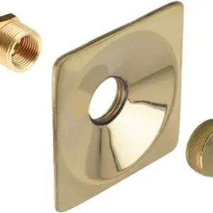 Weekendaanbieding Bonfix Sanitaire tapkraan toebehoren - Vierkante gevelplaat - met stop en aansluitstuk 3/4 - messing gepolijst