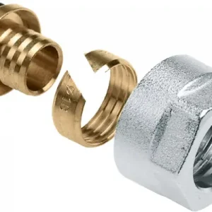 Seizoensaanbieding Bonfix Vloerverwarming Adaptor TP 98 - pilaar - knelring en wartel - voor kunststofleidingsysteem 16 x 2,0 - euroconus