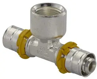 Limited Edition Uponor S-Press pers schroef T-stuk met binnendraad - pers x binnendraad x pers - 40mm x 1/2" x 40mm