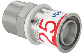 UponorS-Press Plus draad koppeling - buitendraad x pers - 3/4" x 25mm - messing - Kiwa Gratis Verzending