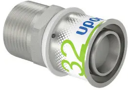 Bestseller Uponor S-Press Plus draad koppeling - buitendraad x pers - 1" x 32mm - messing - Kiwa