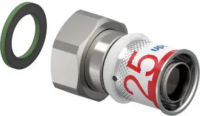 Uponor S-Press Plus schroef koppeling - Wartel - binnendraad x pers - 1" x 25mm - messing - Kiwa Superprijs