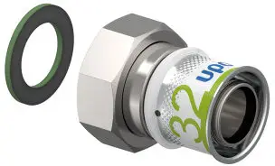 Alleen Vandaag Uponor S-Press Plus schroef koppeling - Wartel - binnendraad x pers - 1-1/4" x 32mm - messing - Kiwa