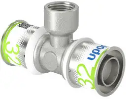 Uponor S-Press Plus schroef T-stuk 90° - pers x binnendraad x pers - 32mm x 1/2" x 32mm - messing - Kiwa Lage Prijs
