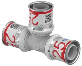 Uponor S-Press Plus T-stuk 90° - pers x pers x pers - 25mm x 25mm x 25mm - ppsu - Kiwa Trendy