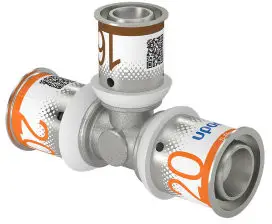 Nieuw Uponor S-Press Plus verloop T-stuk 90° - pers x pers x pers - 20mm x 16mm x 20mm - messing - Kiwa