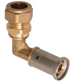 Nu Kopen Henco - overgangs knie 90° - pers x knel -16mm x 15mm - messing