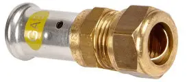 Plaats Bestelling Henco - overgangs koppeling - gas - pers x knel - 16mm x 15mm - messing