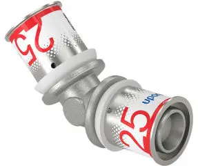 Voordeelprijs Uponor S-Press Plus knie 45° - pers x pers - 25mm x 25mm - messing - Kiwa