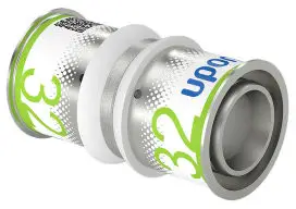 Premium Uponor S-Press Plus koppeling - pers x pers - 32mm x 32mm - messing - Kiwa