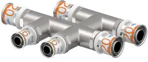 Aanbieding Uponor S-Press Plus kruisstuk - pers x pers x pers - 20mm x 16mm x 20mm - messing - Kiwa - Smart Radi