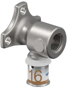 Uponor S-Press Plus muurplaat - kort model - binnendraad x pers - 3/8" x 16mm - Smart Aqua - Kiwa Merkproduct