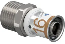 Luxe Uponor S-Press Plus overgangs koppeling - buitendraad/klem x pers - 15mm x 16mm - messing - Kiwa