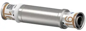Aanbieding Uponor S-Press Plus overschuifkoppeling - pers x pers - 16mm x 16mm - messing - Kiwa