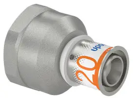 Bestel Nu Uponor S-Press Plus schroef koppeling - binnendraad x pers - 1" x 20mm - messing - Kiwa