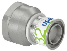 Uponor S-Press Plus schroef koppeling - binnendraad x pers 1-1/4" x 32mm - messing - Kiwa Populair