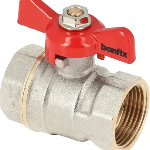 Weekendaanbieding Bonfix Kogelkraan/schuifafsluiter - Rode vlindergreep bediening - drukklasse PN25 1-1/4" - 2 x binnendraad