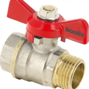 Nieuwe Collectie Bonfix Kogelkraan/schuifafsluiter - Rode vlindergreep bediening - drukklasse PN25 / PN30 1-1/4" PN30 - binnendraad x buitendraad