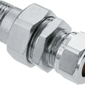 Bonfix knelkoppeling - Radiatorkoppeling recht met buitendraad - 1/2“ x 15mm - Vertint Messing Gratis Retour