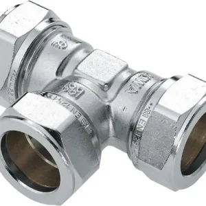 Bonfix knelkoppeling - T-stuk - 12mm x 12mm x 12mm - Messing vertint - Vertint Messing Actieprijs