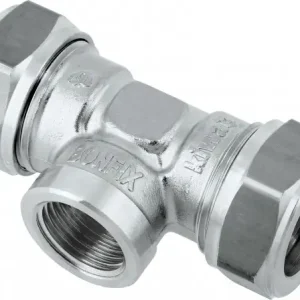 Bonfix knelkoppeling - T-stuk knel x binnendraad x knel - 22mm x 3/4“ x 22mm - Vertint Messing Voordeelprijs