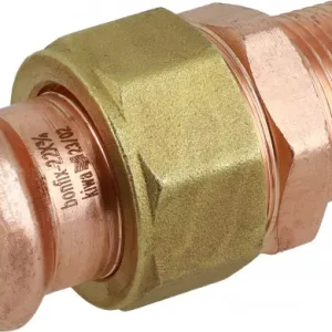 Luxe Bonfix Pressfitting roodkoper WATER 3-delige koppeling - met vlakke dichting 2 x 54 - conische buitendraad x press - (m-profiel)