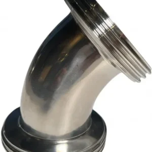 Ambachtelijk Melkkoppeling - Zuivelkoppeling - DIN 11851 - Koppelbocht 45° - Draadstuk x Draadstuk - DN32 x DN32 - RVS 316