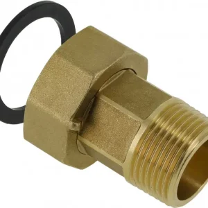 Trendy Bonfix 2-delige rechte koppeling - Messing 1/2 x 3/4 - met vlakke dichting voor water - conische buitendraad x wartelmoer