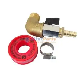 Shop Nu Tankaansluitset - Haaks - Messing - In: 1" bu - Uit: slangpilaar 13 mm