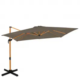 Flitsaanbieding Zweefparasol Pisogne 300x300cm “ Premium parasol - houtlook | Taupe