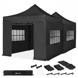 Partytent - 6x3 m - Premium easy-up Partytent | set incl. 2x Tent, Zijwanden en koppelsysteem “ Zwart Bulkbestelling