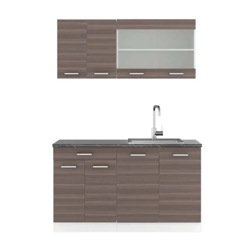 Alleen Vandaag Vicco - Keuken R-line - 140 Cm - Edelgrijs/wit - Aanrechtblad Antraciet