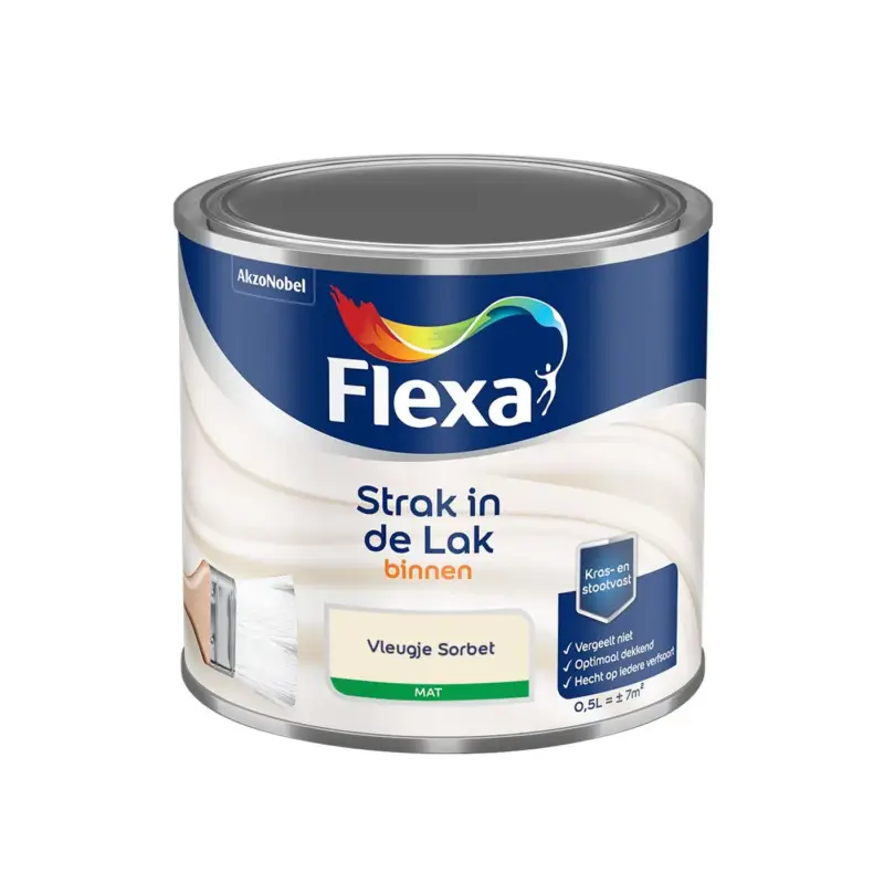 Weekendaanbieding Flexa - Strak In De Lak Binnenlak Mat - Vleugje Sorbet - Meng - 0.5 L