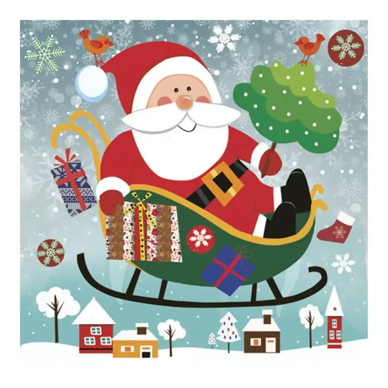 Voordeelprijs Daisy Kerst Thema Servetten - 20x - 33 X 33 Cm - Kerstman Cartoon