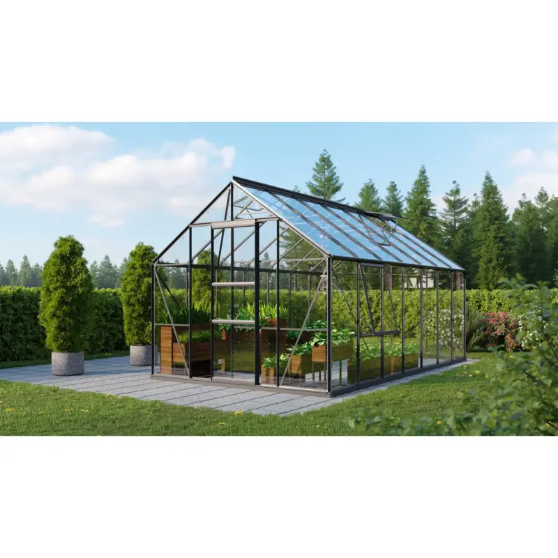 Vitavia Tuinkas Meridian 1 11500 - Veiligheidsglas 3mm - Zwart - 257x445x232cm Budget