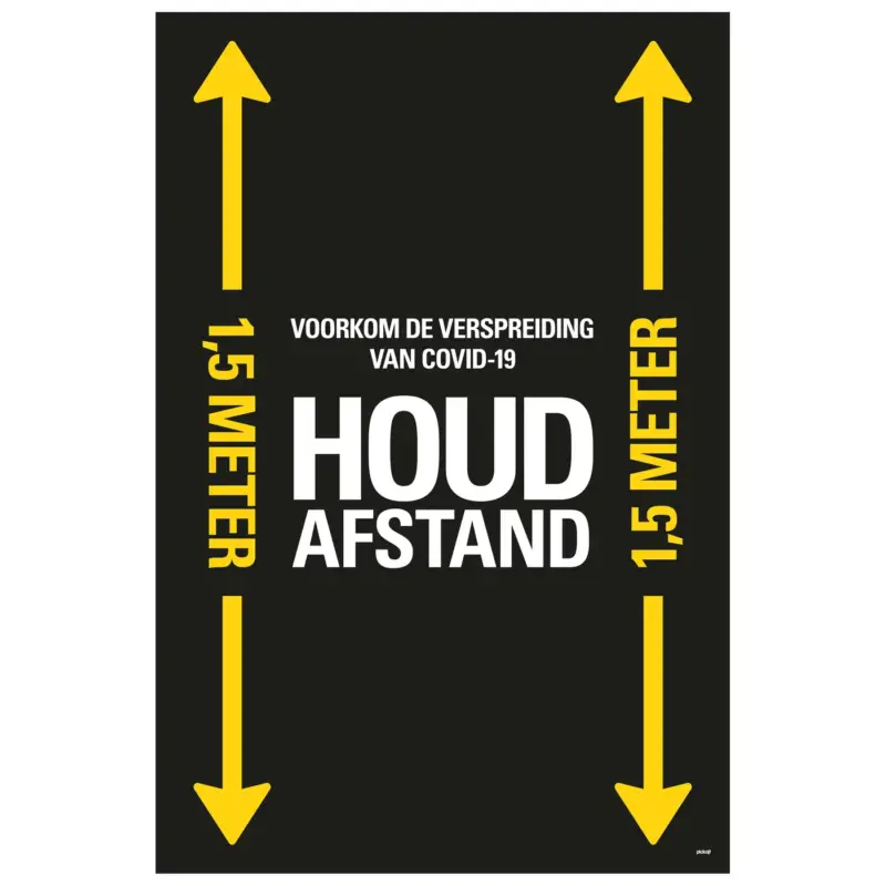 Wereldwijde Verzending Pickup Vloersticker Corona Houd afstand zwart/geel 90x60cm gelamineerd