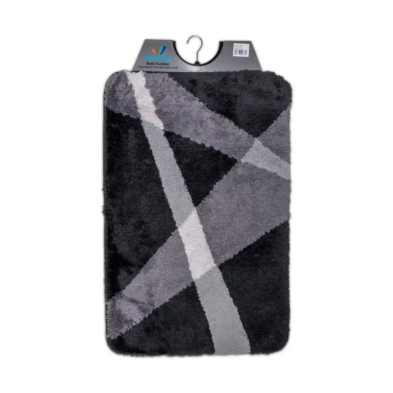 Wicotex - Badmat Grijs gestreept - Antislip onderkant - Afmeting 60x90cm Lage Prijs