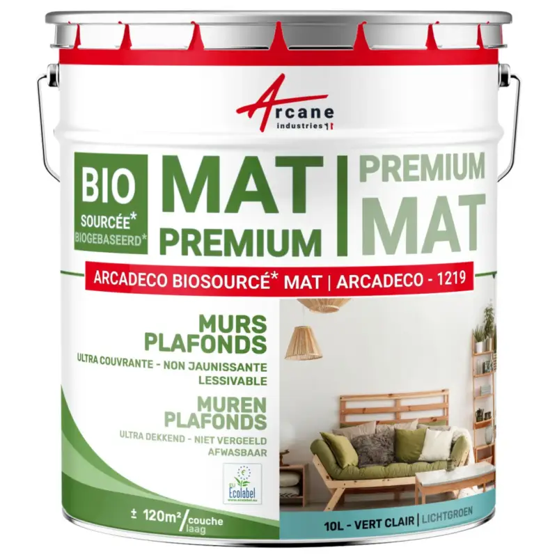 Wereldwijde Verzending Arcane Industries - Fluweelverf Lichtgroen Ral 6027 - 10 L + Of - 120m² Per Laag