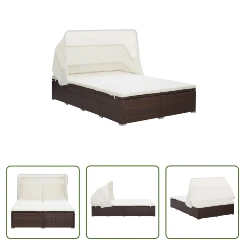 vidaXL Tweepersoonsligbed - Bruin poly rattan - 194 x 120.5 x 110 cm Topkwaliteit