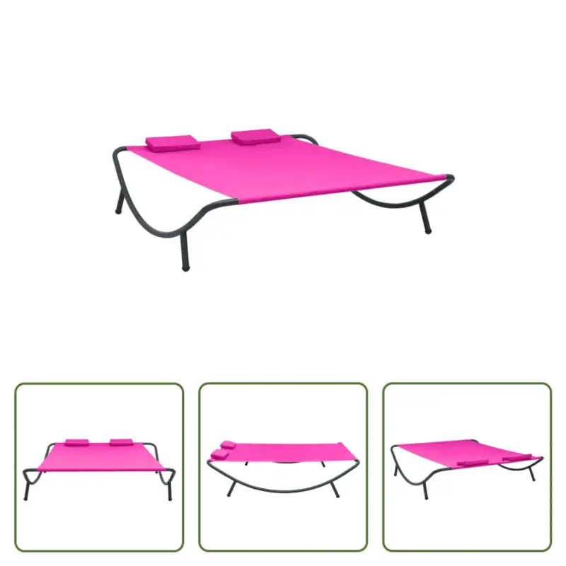 vidaXL Loungebed Peacock - Roze - 200x173x45cm - Weerbestendig - Met 2 kussens Weekendaanbieding