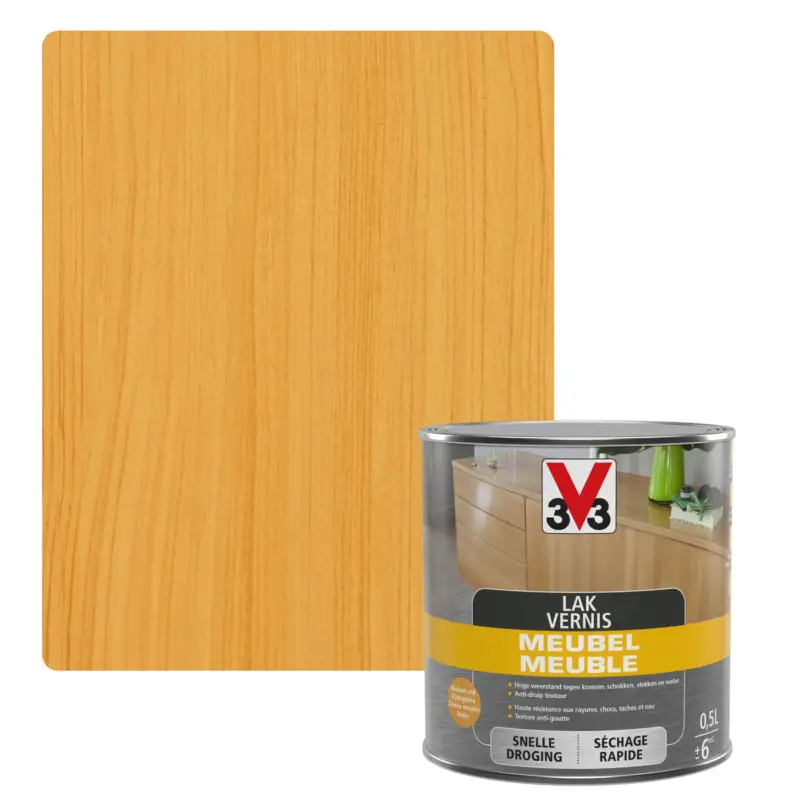 V33 meubellak midden eik zijdeglans 500ml Nieuw